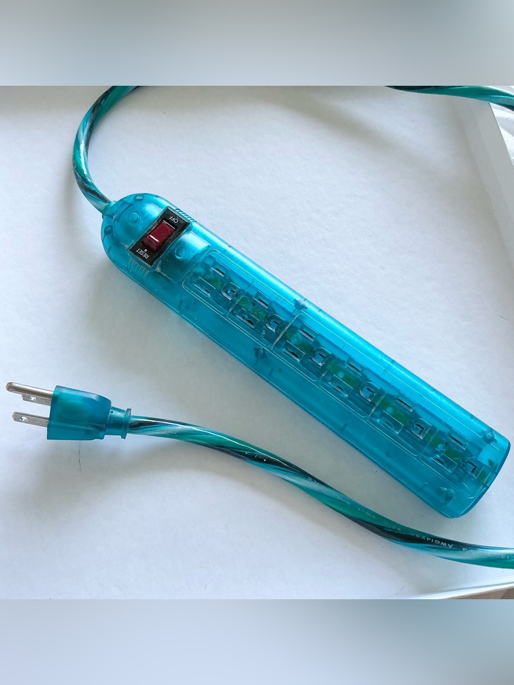 Vintage ikea 1990s y2k Aqua Blue Transparent extension cord bar Power Strip